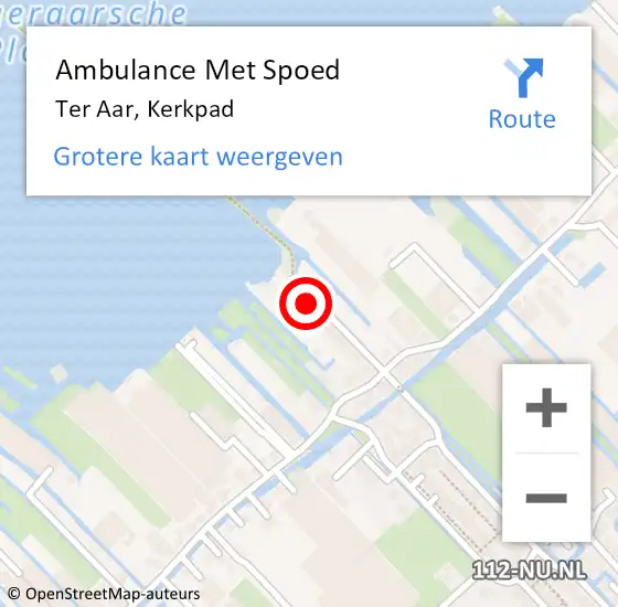 Locatie op kaart van de 112 melding: Ambulance Met Spoed Naar Ter Aar, Kerkpad op 22 april 2022 12:16