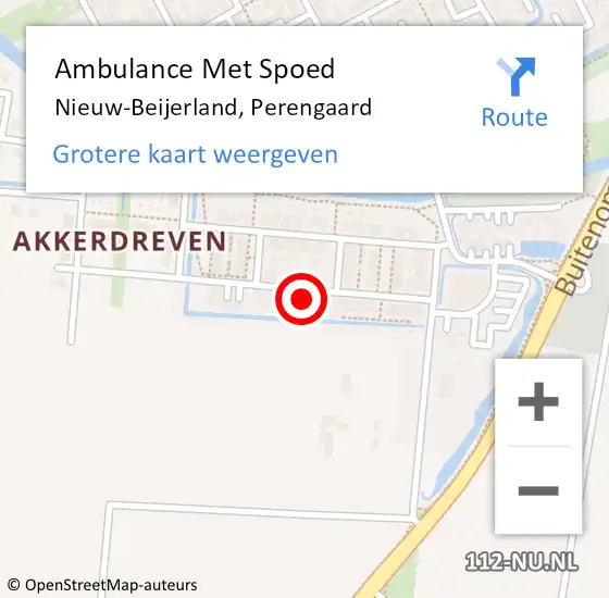 Locatie op kaart van de 112 melding: Ambulance Met Spoed Naar Nieuw-Beijerland, Perengaard op 22 april 2022 12:16