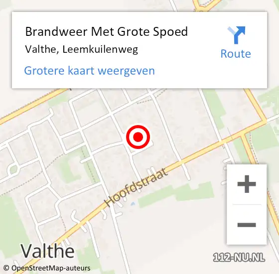 Locatie op kaart van de 112 melding: Brandweer Met Grote Spoed Naar Valthe, Leemkuilenweg op 22 april 2022 12:21