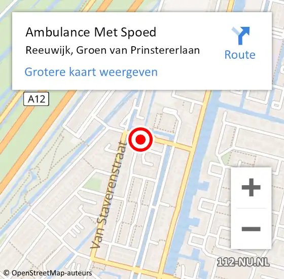 Locatie op kaart van de 112 melding: Ambulance Met Spoed Naar Reeuwijk, Groen van Prinstererlaan op 22 april 2022 12:26