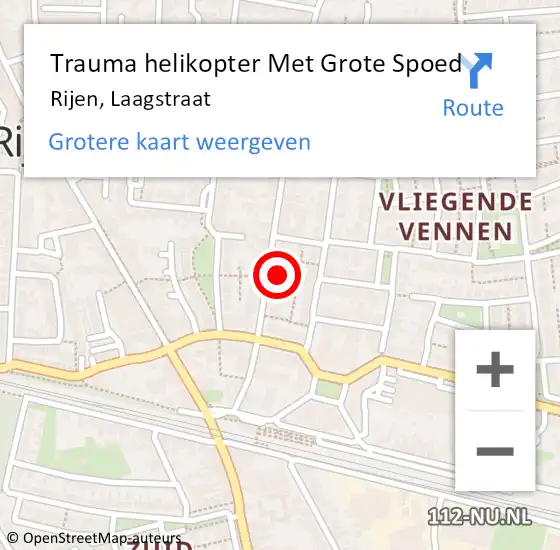 Locatie op kaart van de 112 melding: Trauma helikopter Met Grote Spoed Naar Rijen, Laagstraat op 22 april 2022 12:30