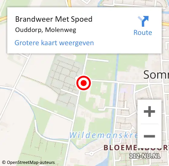 Locatie op kaart van de 112 melding: Brandweer Met Spoed Naar Ouddorp, Molenweg op 22 april 2022 12:38