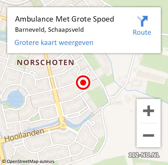 Locatie op kaart van de 112 melding: Ambulance Met Grote Spoed Naar Barneveld, Schaapsveld op 22 april 2022 12:45