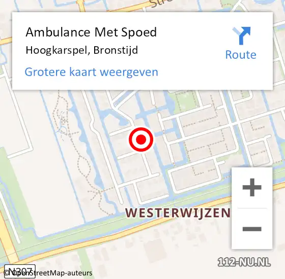 Locatie op kaart van de 112 melding: Ambulance Met Spoed Naar Hoogkarspel, Bronstijd op 22 april 2022 13:03
