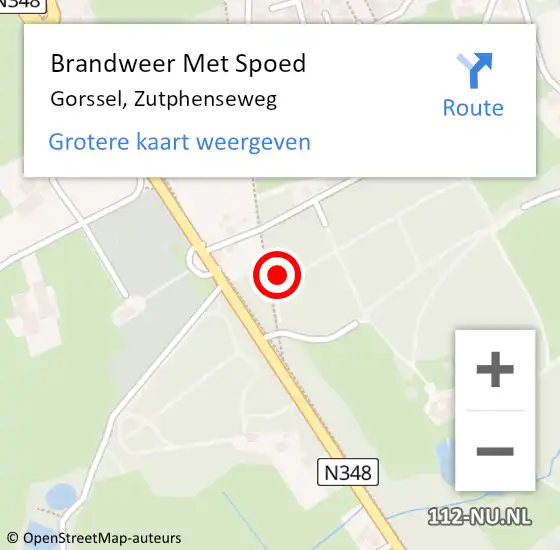 Locatie op kaart van de 112 melding: Brandweer Met Spoed Naar Gorssel, Zutphenseweg op 22 april 2022 13:10