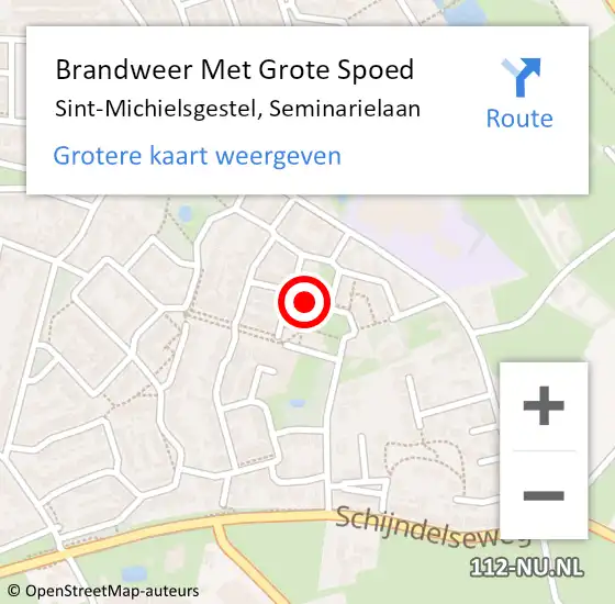 Locatie op kaart van de 112 melding: Brandweer Met Grote Spoed Naar Sint-Michielsgestel, Seminarielaan op 22 april 2022 13:15