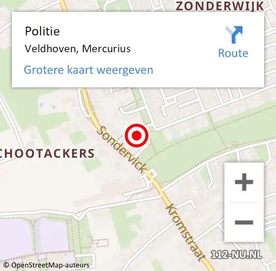 Locatie op kaart van de 112 melding: Politie Veldhoven, Mercurius op 22 april 2022 13:36