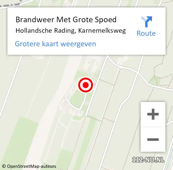 Locatie op kaart van de 112 melding: Brandweer Met Grote Spoed Naar Hollandsche Rading, Karnemelksweg op 15 juli 2014 09:30