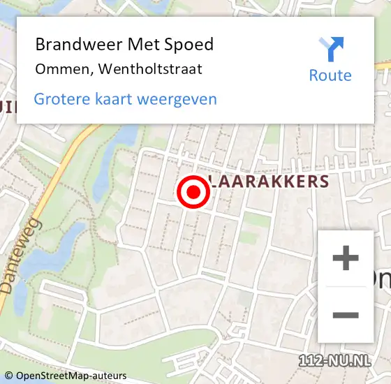 Locatie op kaart van de 112 melding: Brandweer Met Spoed Naar Ommen, Wentholtstraat op 22 april 2022 13:51