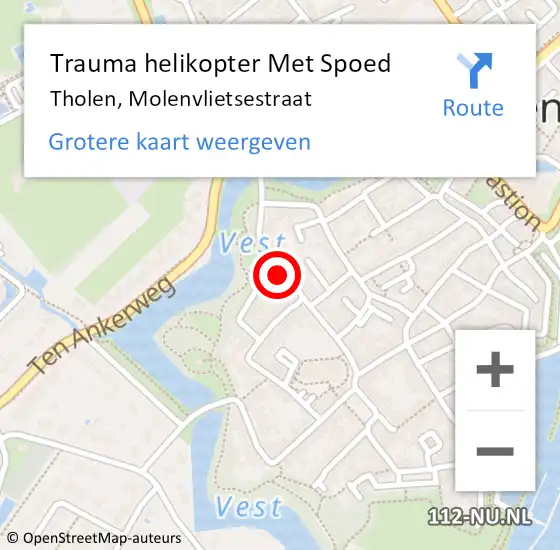 Locatie op kaart van de 112 melding: Trauma helikopter Met Spoed Naar Tholen, Molenvlietsestraat op 22 april 2022 13:53