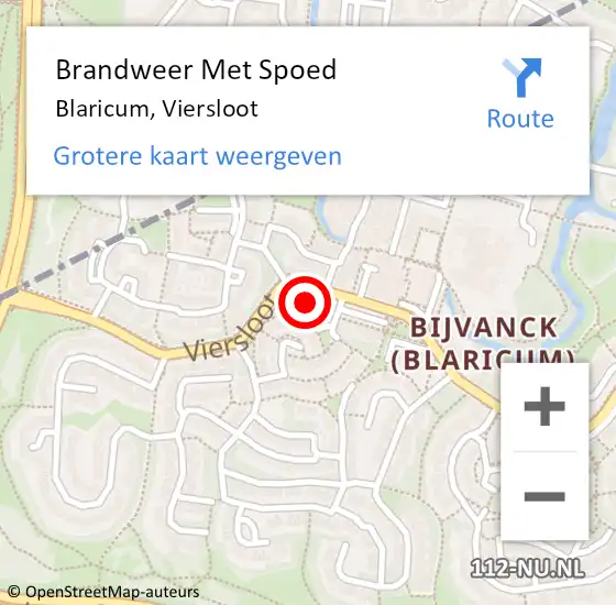 Locatie op kaart van de 112 melding: Brandweer Met Spoed Naar Blaricum, Viersloot op 22 april 2022 13:56