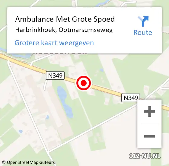 Locatie op kaart van de 112 melding: Ambulance Met Grote Spoed Naar Harbrinkhoek, Ootmarsumseweg op 22 april 2022 13:58