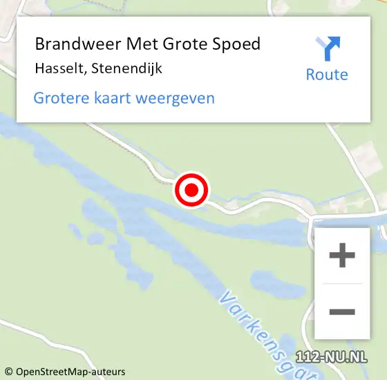 Locatie op kaart van de 112 melding: Brandweer Met Grote Spoed Naar Hasselt, Stenendijk op 22 april 2022 14:01