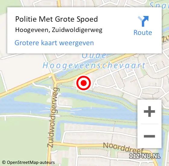 Locatie op kaart van de 112 melding: Politie Met Grote Spoed Naar Hoogeveen, Zuidwoldigerweg op 22 april 2022 14:15