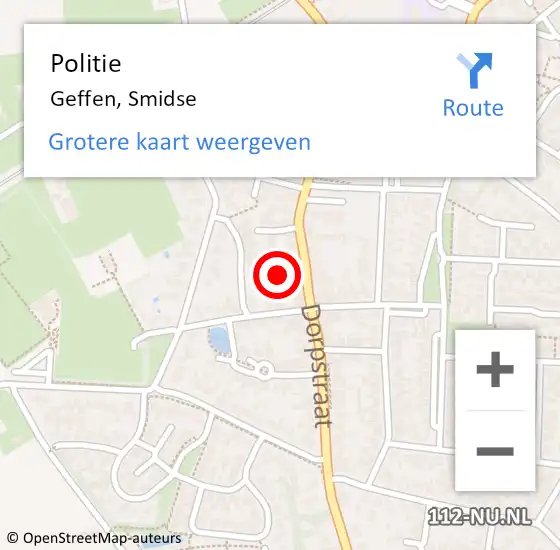 Locatie op kaart van de 112 melding: Politie Geffen, Smidse op 22 april 2022 14:18