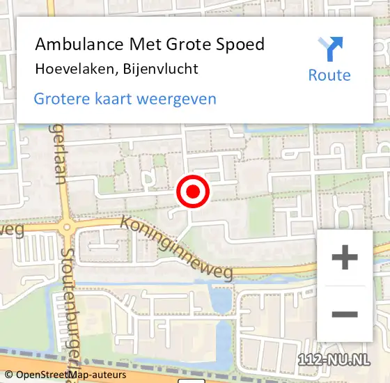 Locatie op kaart van de 112 melding: Ambulance Met Grote Spoed Naar Hoevelaken, Bijenvlucht op 22 april 2022 14:39