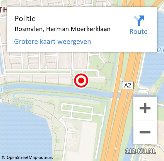 Locatie op kaart van de 112 melding: Politie Rosmalen, Herman Moerkerklaan op 22 april 2022 14:42