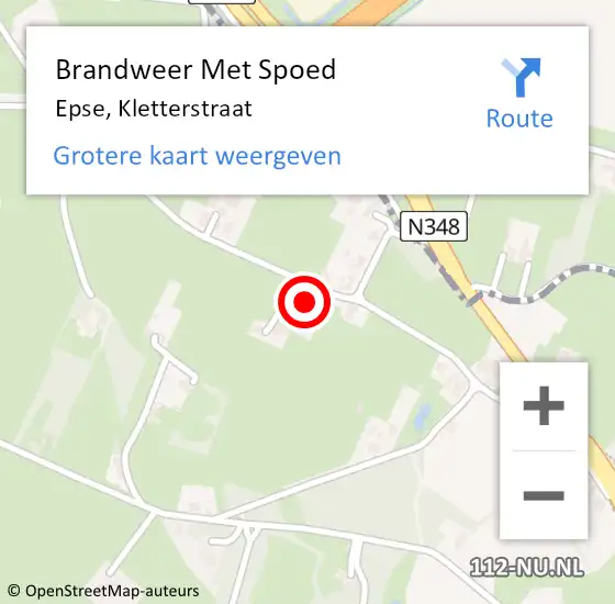 Locatie op kaart van de 112 melding: Brandweer Met Spoed Naar Epse, Kletterstraat op 22 april 2022 14:47