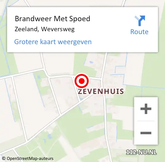 Locatie op kaart van de 112 melding: Brandweer Met Spoed Naar Zeeland, Weversweg op 22 april 2022 14:50