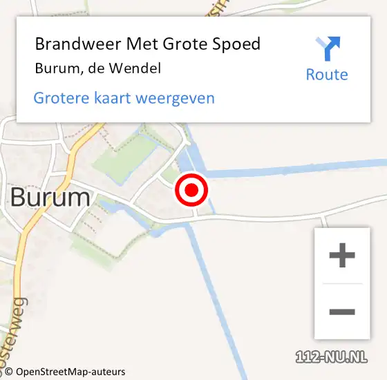 Locatie op kaart van de 112 melding: Brandweer Met Grote Spoed Naar Burum, de Wendel op 22 april 2022 15:02