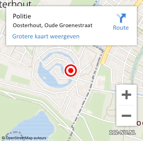 Locatie op kaart van de 112 melding: Politie Oosterhout, Oude Groenestraat op 22 april 2022 15:02