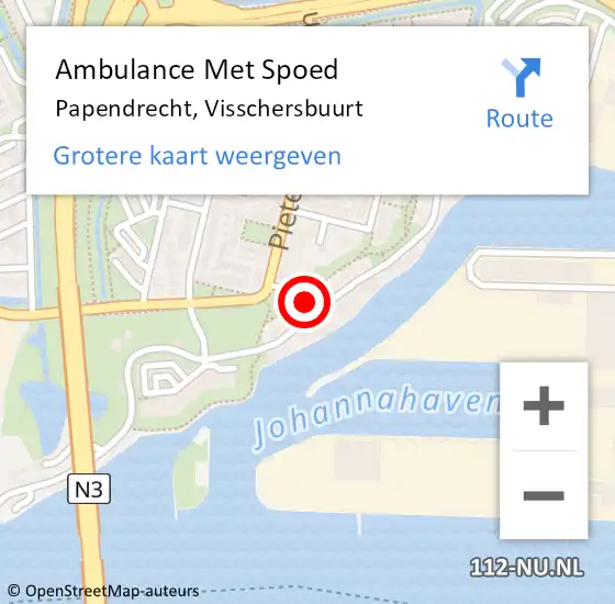 Locatie op kaart van de 112 melding: Ambulance Met Spoed Naar Papendrecht, Visschersbuurt op 22 april 2022 15:42