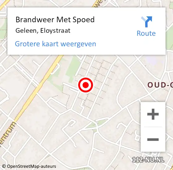 Locatie op kaart van de 112 melding: Brandweer Met Spoed Naar Geleen, Eloystraat op 22 april 2022 15:48