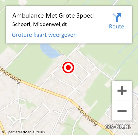 Locatie op kaart van de 112 melding: Ambulance Met Grote Spoed Naar Schoorl, Middenweijdt op 22 april 2022 15:54