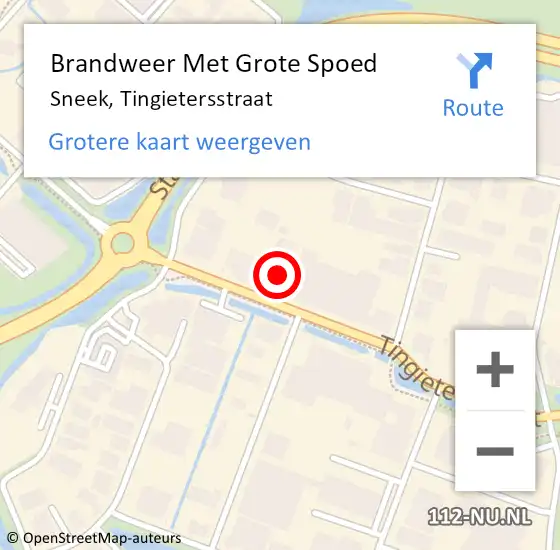 Locatie op kaart van de 112 melding: Brandweer Met Grote Spoed Naar Sneek, Tingietersstraat op 22 april 2022 15:56