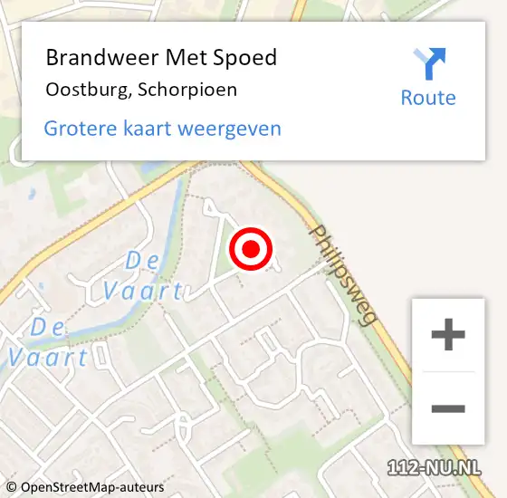 Locatie op kaart van de 112 melding: Brandweer Met Spoed Naar Oostburg, Schorpioen op 22 april 2022 16:05