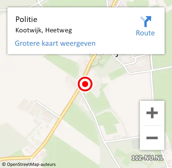 Locatie op kaart van de 112 melding: Politie Kootwijk, Heetweg op 22 april 2022 16:06