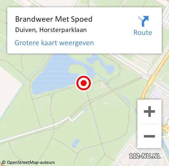 Locatie op kaart van de 112 melding: Brandweer Met Spoed Naar Duiven, Horsterparklaan op 22 april 2022 16:07