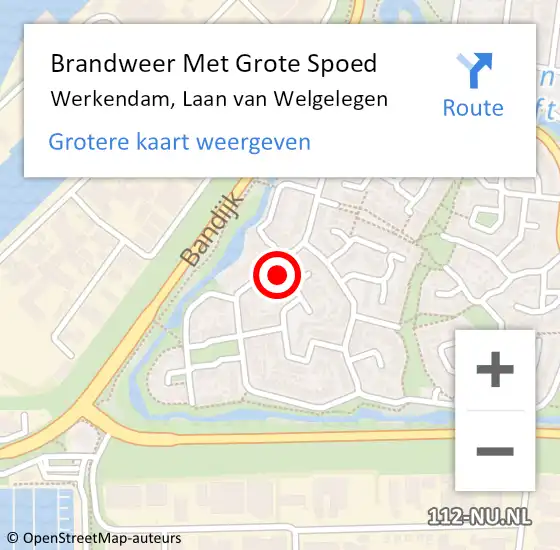 Locatie op kaart van de 112 melding: Brandweer Met Grote Spoed Naar Werkendam, Laan van Welgelegen op 22 april 2022 16:17