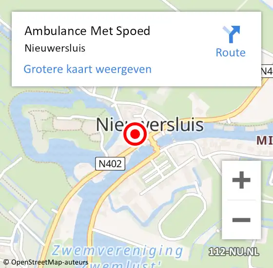 Locatie op kaart van de 112 melding: Ambulance Met Spoed Naar Nieuwersluis op 22 april 2022 16:30