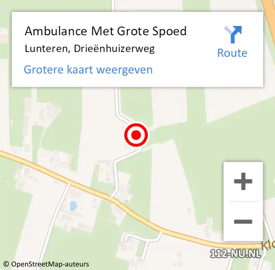Locatie op kaart van de 112 melding: Ambulance Met Grote Spoed Naar Lunteren, Drieënhuizerweg op 22 april 2022 16:45