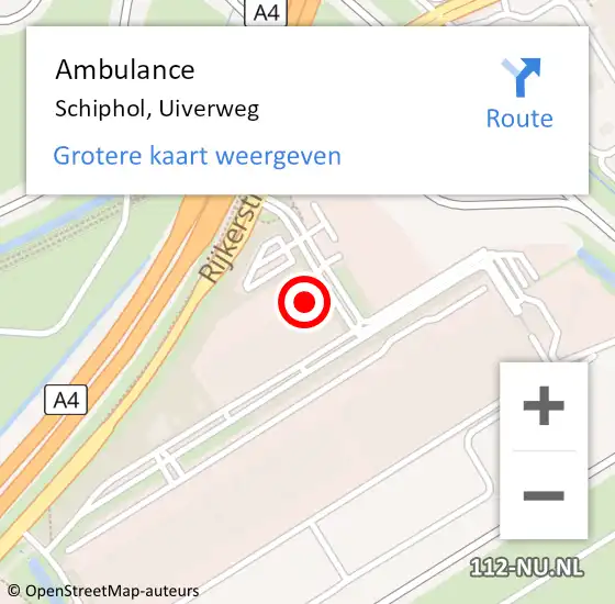 Locatie op kaart van de 112 melding: Ambulance Schiphol, Uiverweg op 22 april 2022 17:34