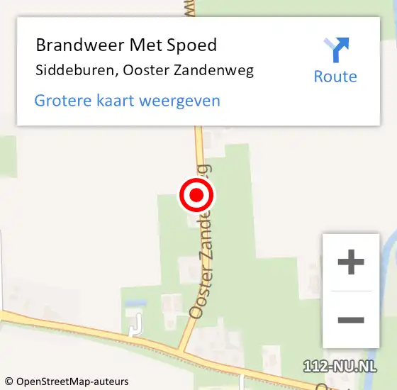 Locatie op kaart van de 112 melding: Brandweer Met Spoed Naar Siddeburen, Ooster Zandenweg op 22 april 2022 17:39