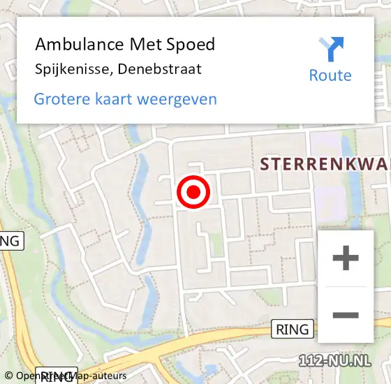 Locatie op kaart van de 112 melding: Ambulance Met Spoed Naar Spijkenisse, Denebstraat op 22 april 2022 17:42