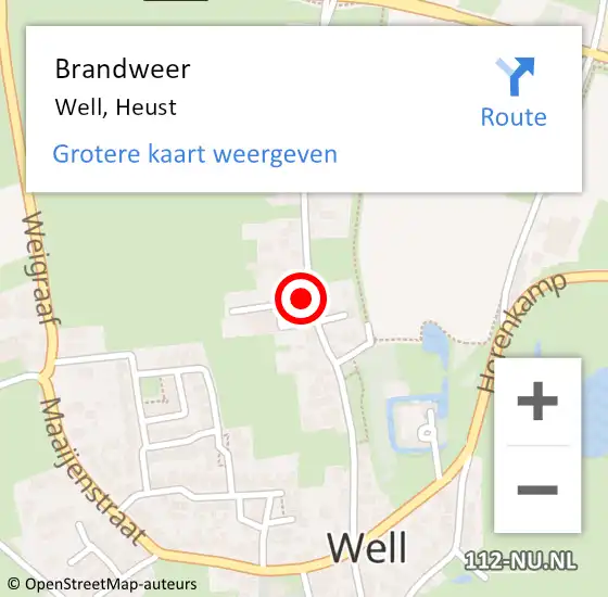 Locatie op kaart van de 112 melding: Brandweer Well, Heust op 22 april 2022 17:45