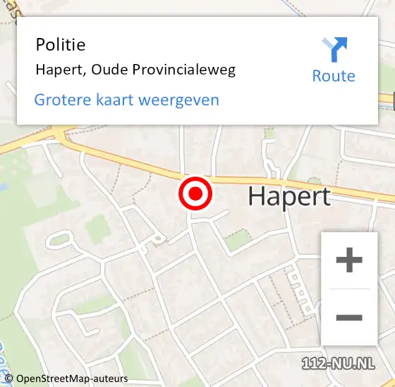 Locatie op kaart van de 112 melding: Politie Hapert, Oude Provincialeweg op 22 april 2022 17:59