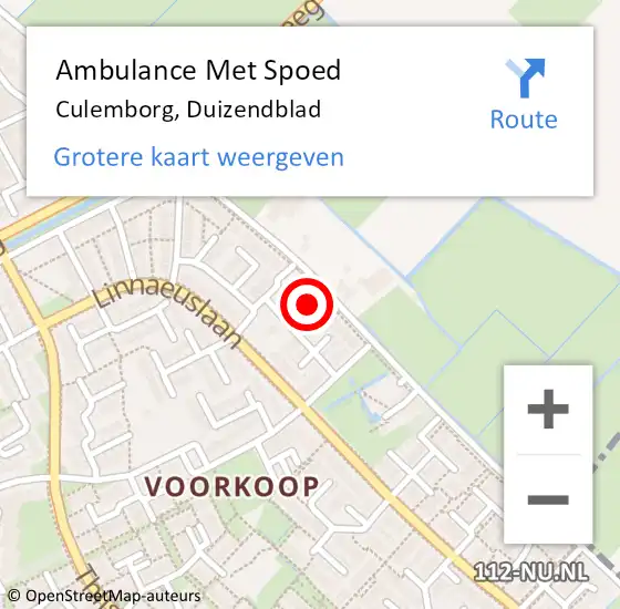 Locatie op kaart van de 112 melding: Ambulance Met Spoed Naar Culemborg, Duizendblad op 22 april 2022 18:10