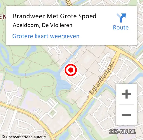 Locatie op kaart van de 112 melding: Brandweer Met Grote Spoed Naar Apeldoorn, De Violieren op 22 april 2022 18:18