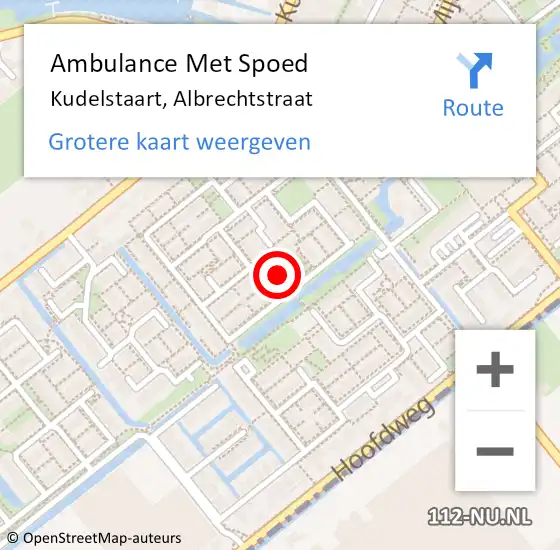 Locatie op kaart van de 112 melding: Ambulance Met Spoed Naar Kudelstaart, Albrechtstraat op 22 april 2022 18:34