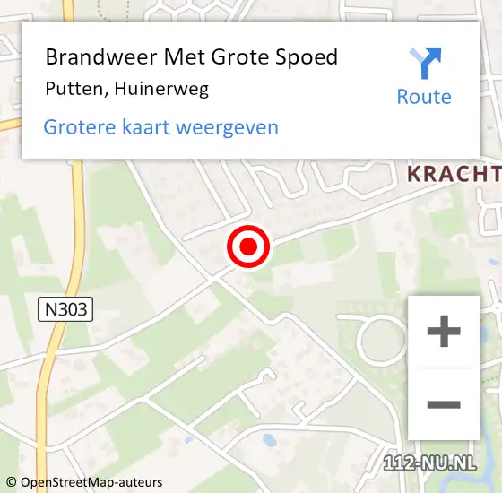 Locatie op kaart van de 112 melding: Brandweer Met Grote Spoed Naar Putten, Huinerweg op 22 april 2022 18:38