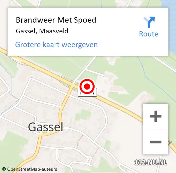 Locatie op kaart van de 112 melding: Brandweer Met Spoed Naar Gassel, Maasveld op 22 april 2022 18:40