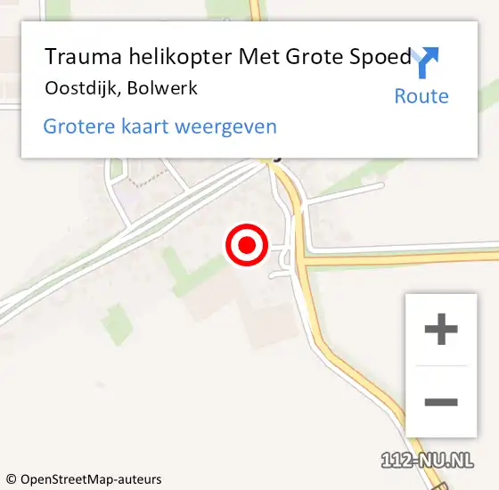 Locatie op kaart van de 112 melding: Trauma helikopter Met Grote Spoed Naar Oostdijk, Bolwerk op 22 april 2022 18:51