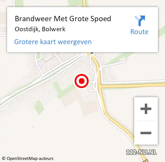 Locatie op kaart van de 112 melding: Brandweer Met Grote Spoed Naar Oostdijk, Bolwerk op 22 april 2022 18:51