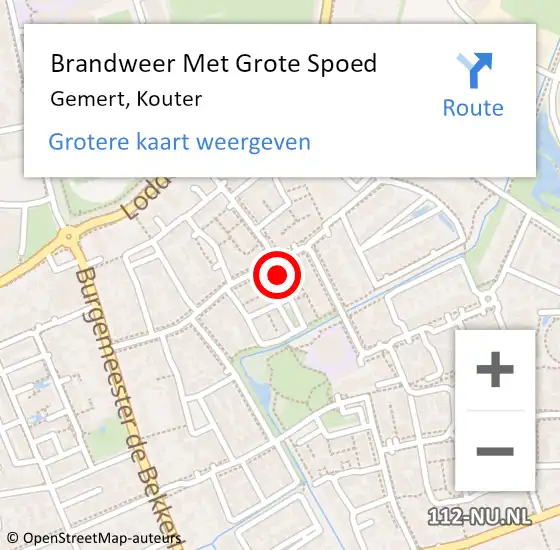 Locatie op kaart van de 112 melding: Brandweer Met Grote Spoed Naar Gemert, Kouter op 22 april 2022 18:53