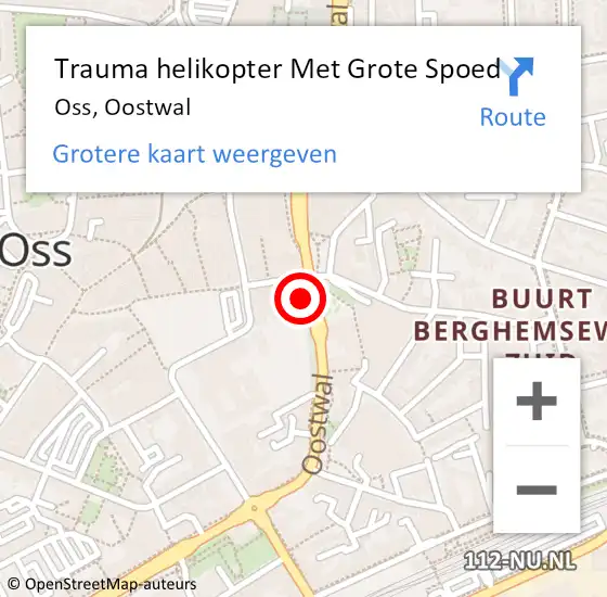 Locatie op kaart van de 112 melding: Trauma helikopter Met Grote Spoed Naar Oss, Oostwal op 22 april 2022 19:04