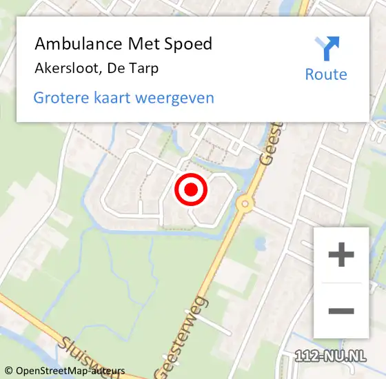 Locatie op kaart van de 112 melding: Ambulance Met Spoed Naar Akersloot, De Tarp op 22 april 2022 19:16